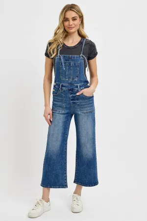 Hazel Blues® | RISEN Knotted Strap Denim Overalls with Pockets