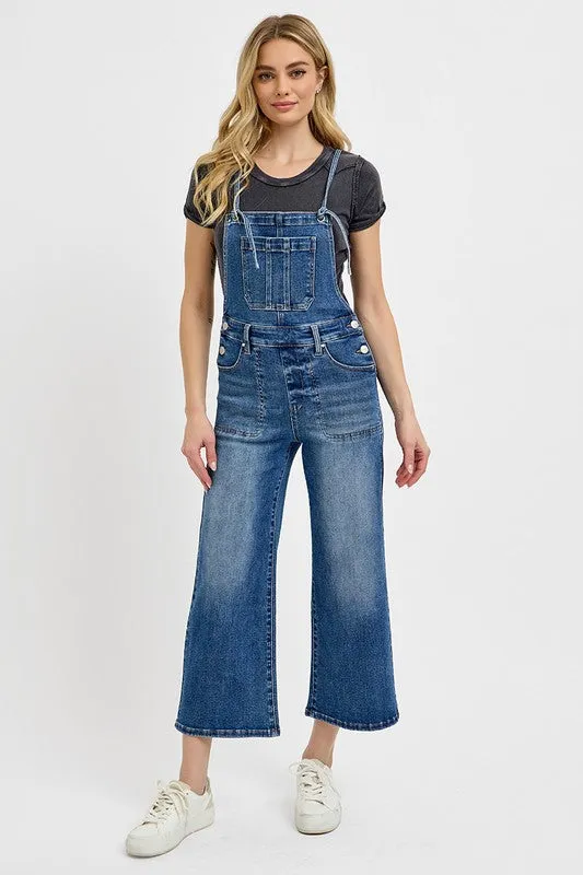 Hazel Blues® | RISEN Knotted Strap Denim Overalls with Pockets