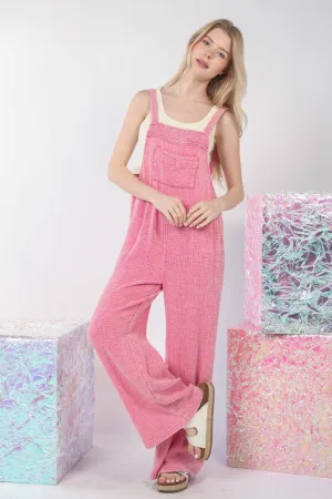 Hazel Blues® |  VERY J Texture Washed Wide Leg Overalls
