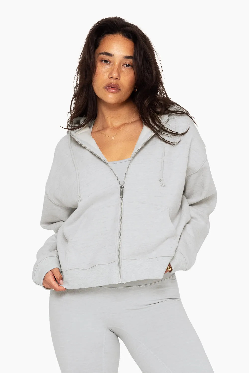 HEAVYWEIGHT SWEATS ZIP HOODIE - HEATHER GREY