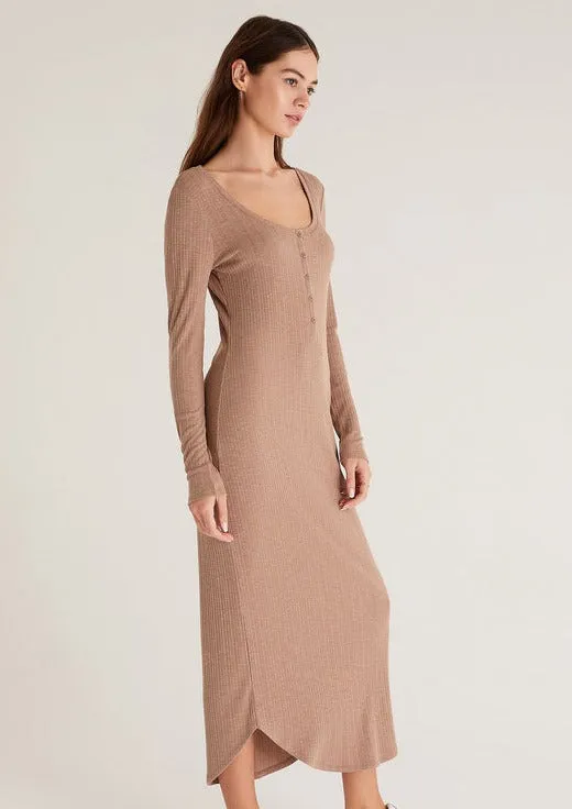 Heidi Rib Henley Midi Dress | Portabella