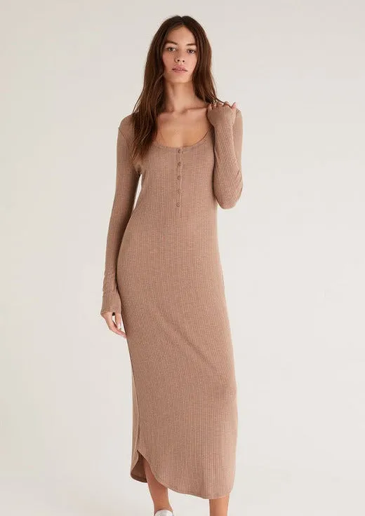 Heidi Rib Henley Midi Dress | Portabella