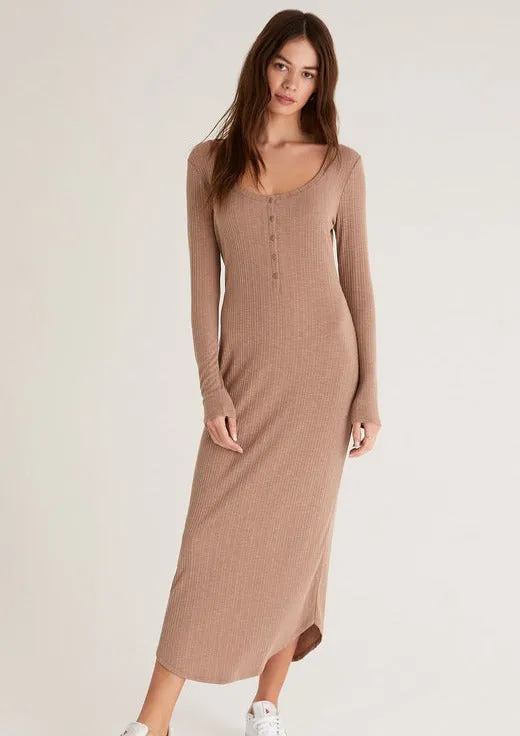Heidi Rib Henley Midi Dress | Portabella