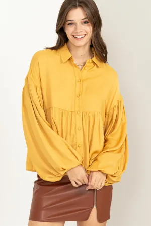 HF23E678-BUTTON-DOWN PEPLUM BLOUSE