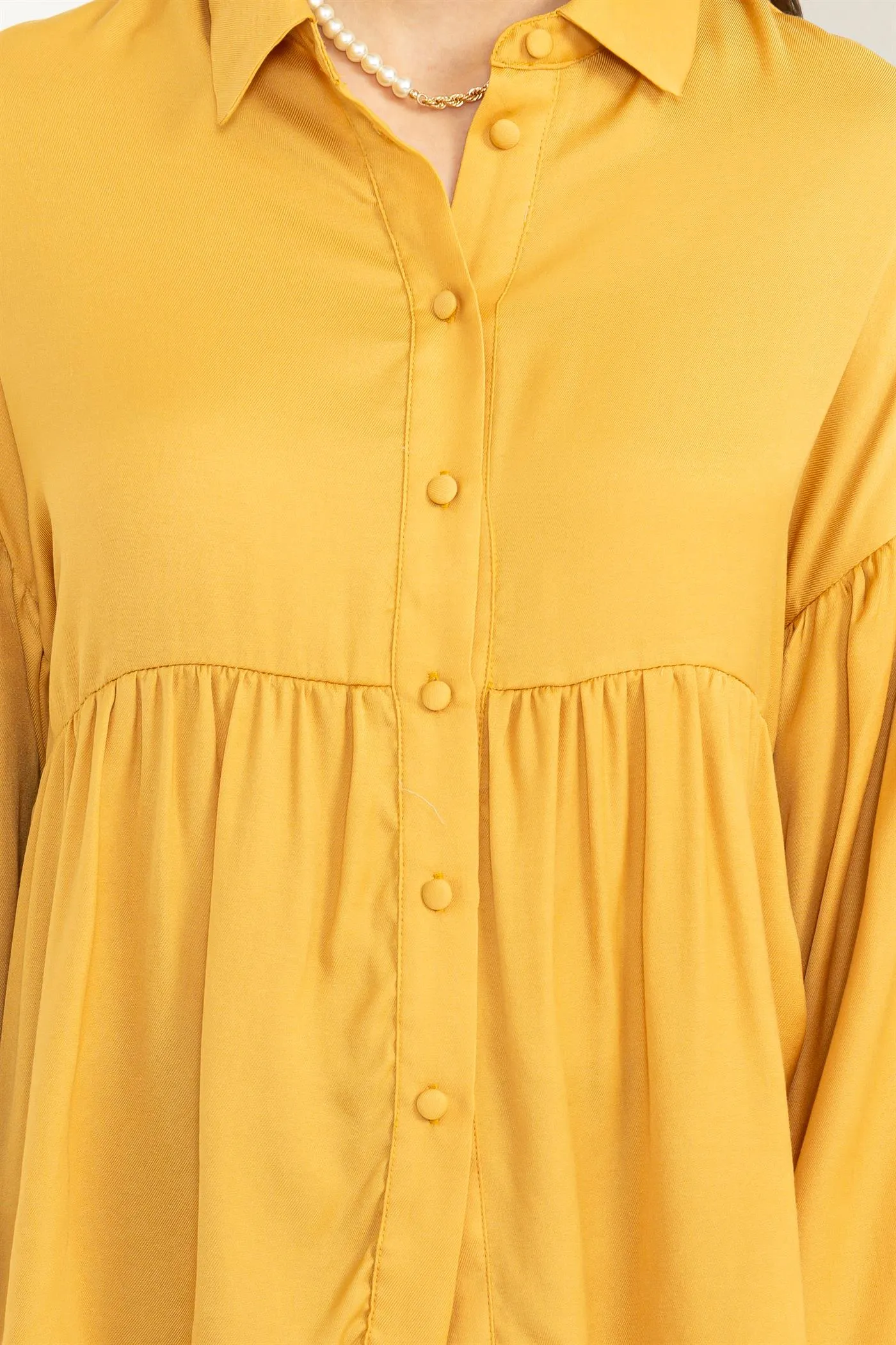 HF23E678-BUTTON-DOWN PEPLUM BLOUSE