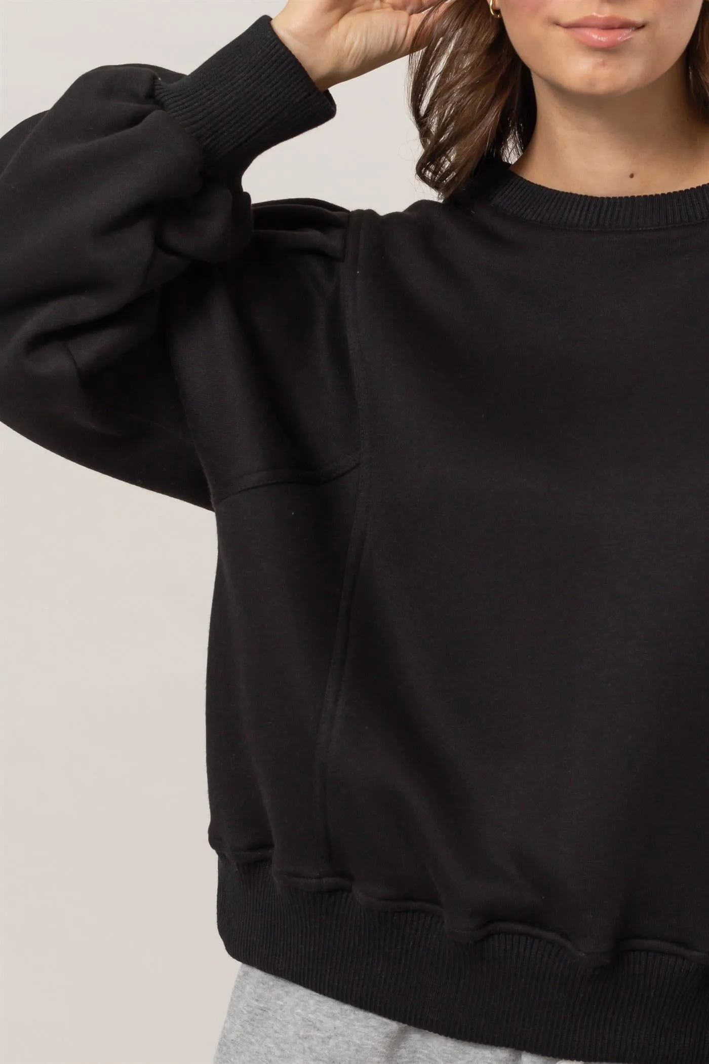 HF25A068-Crew Neck French Terry Pullover