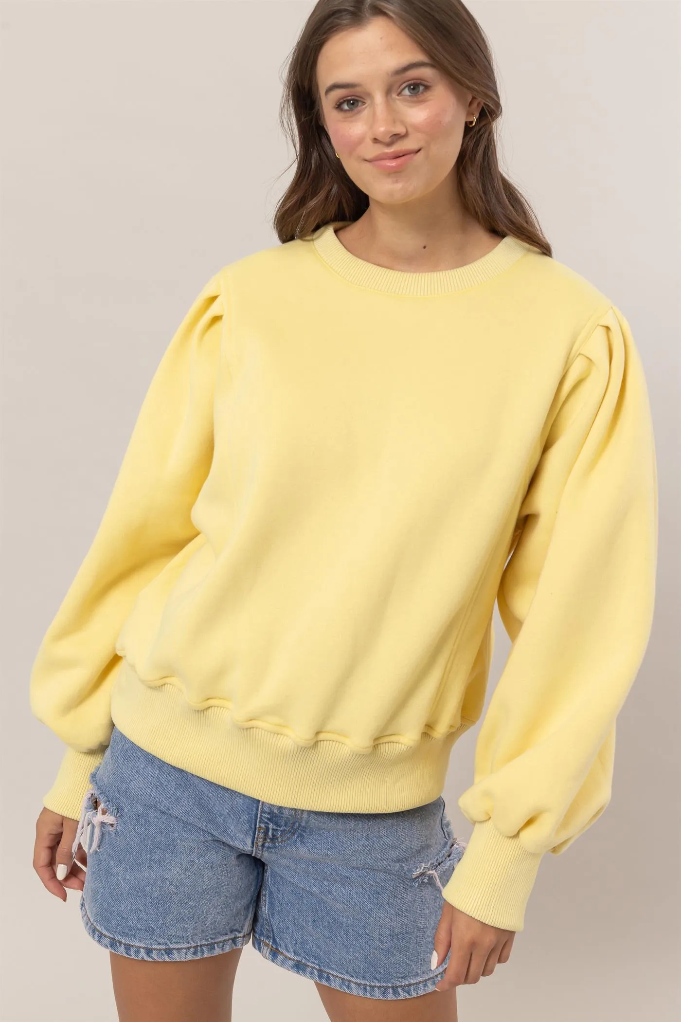 HF25A068-Crew Neck French Terry Pullover