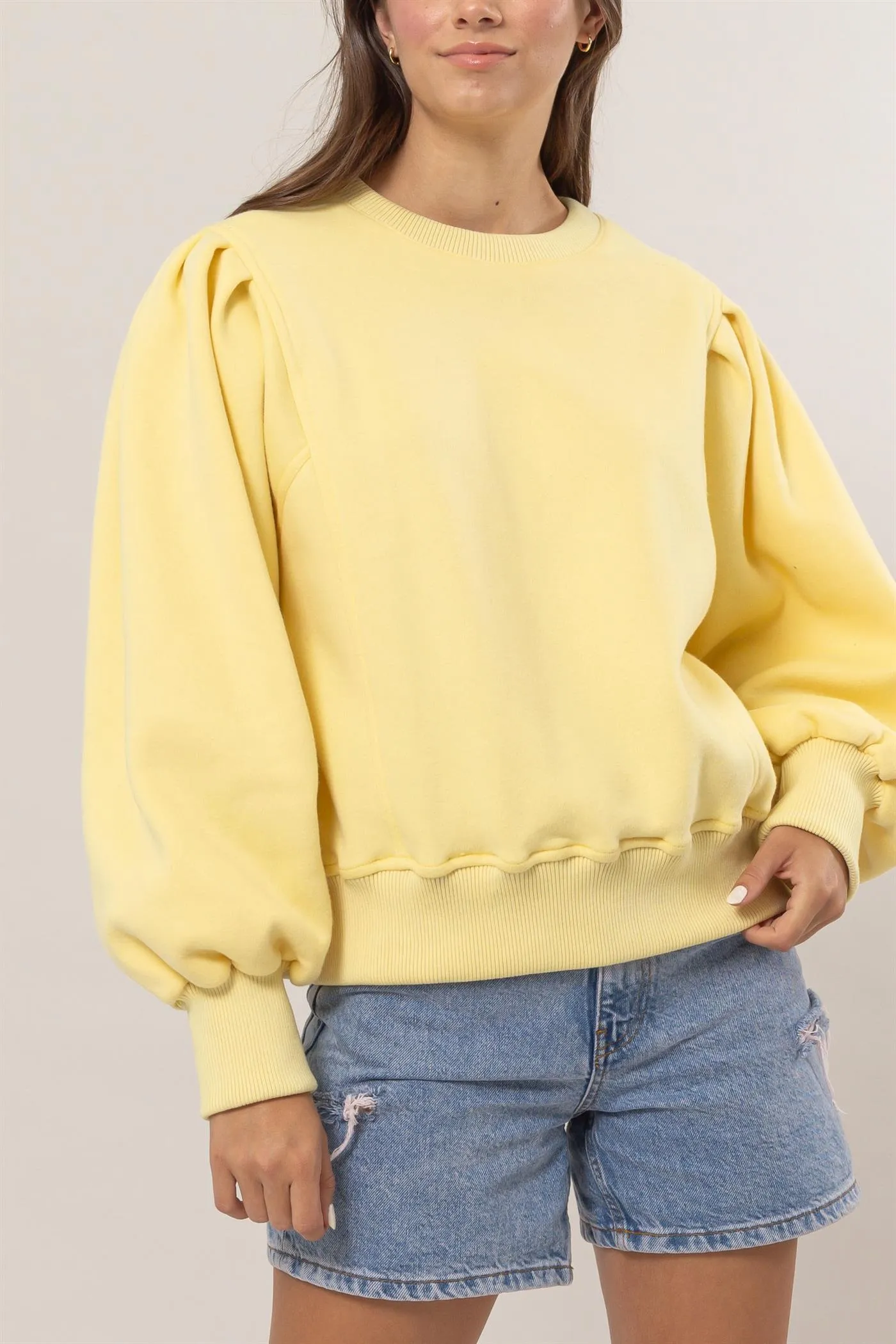 HF25A068-Crew Neck French Terry Pullover