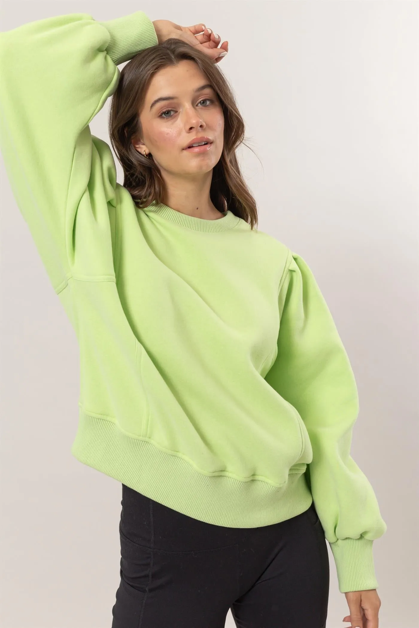 HF25A068-Crew Neck French Terry Pullover