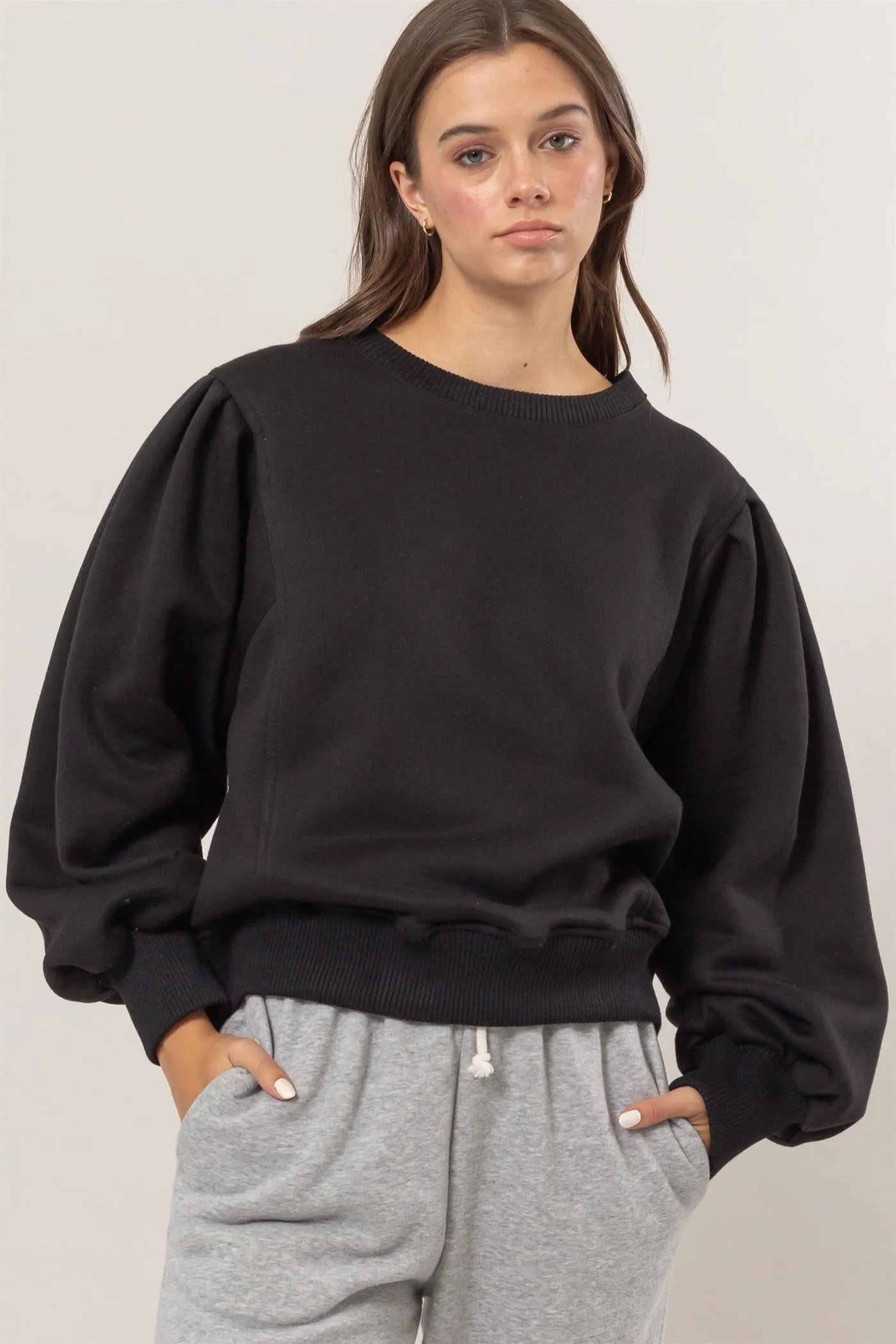 HF25A068-Crew Neck French Terry Pullover