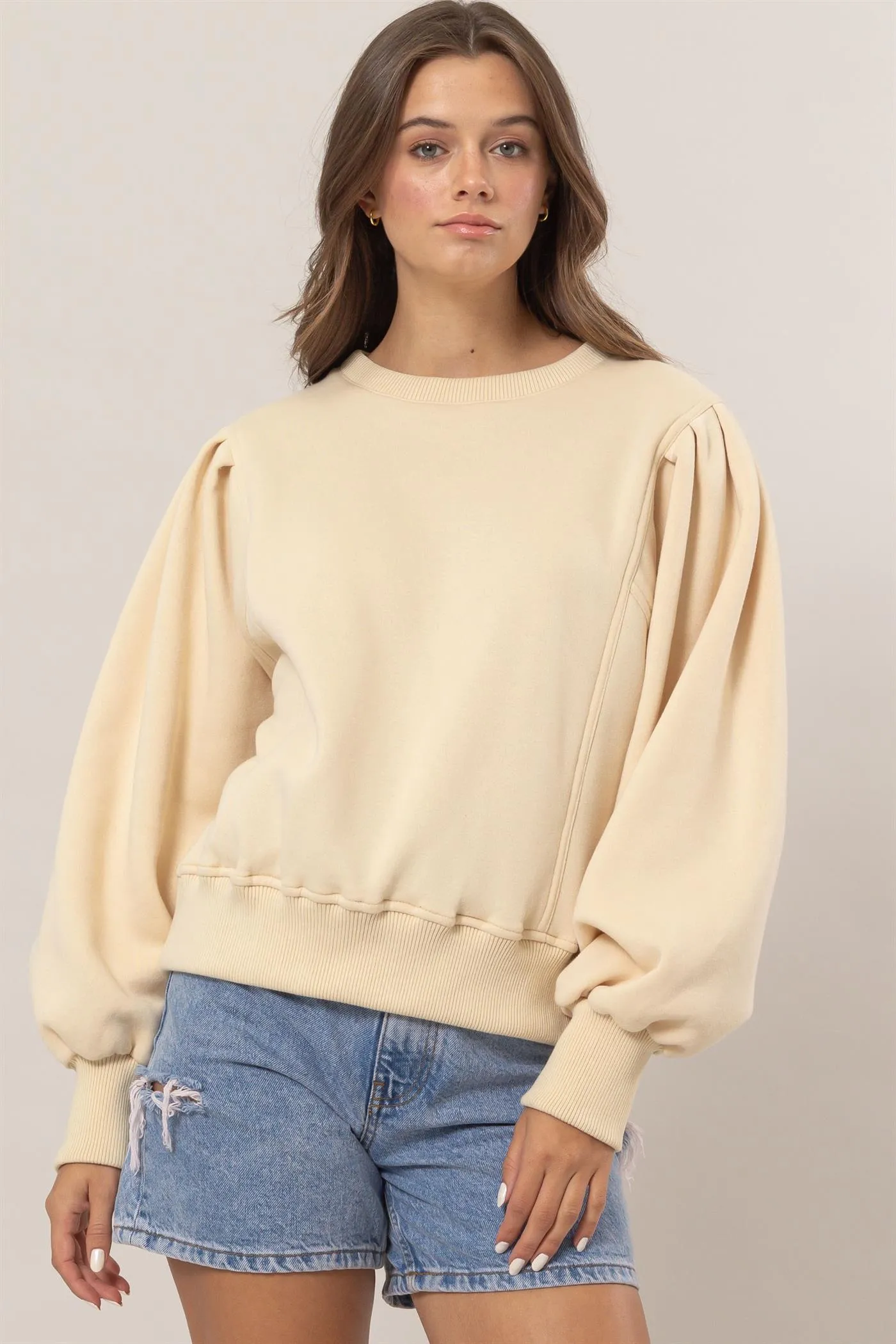 HF25A068-Crew Neck French Terry Pullover