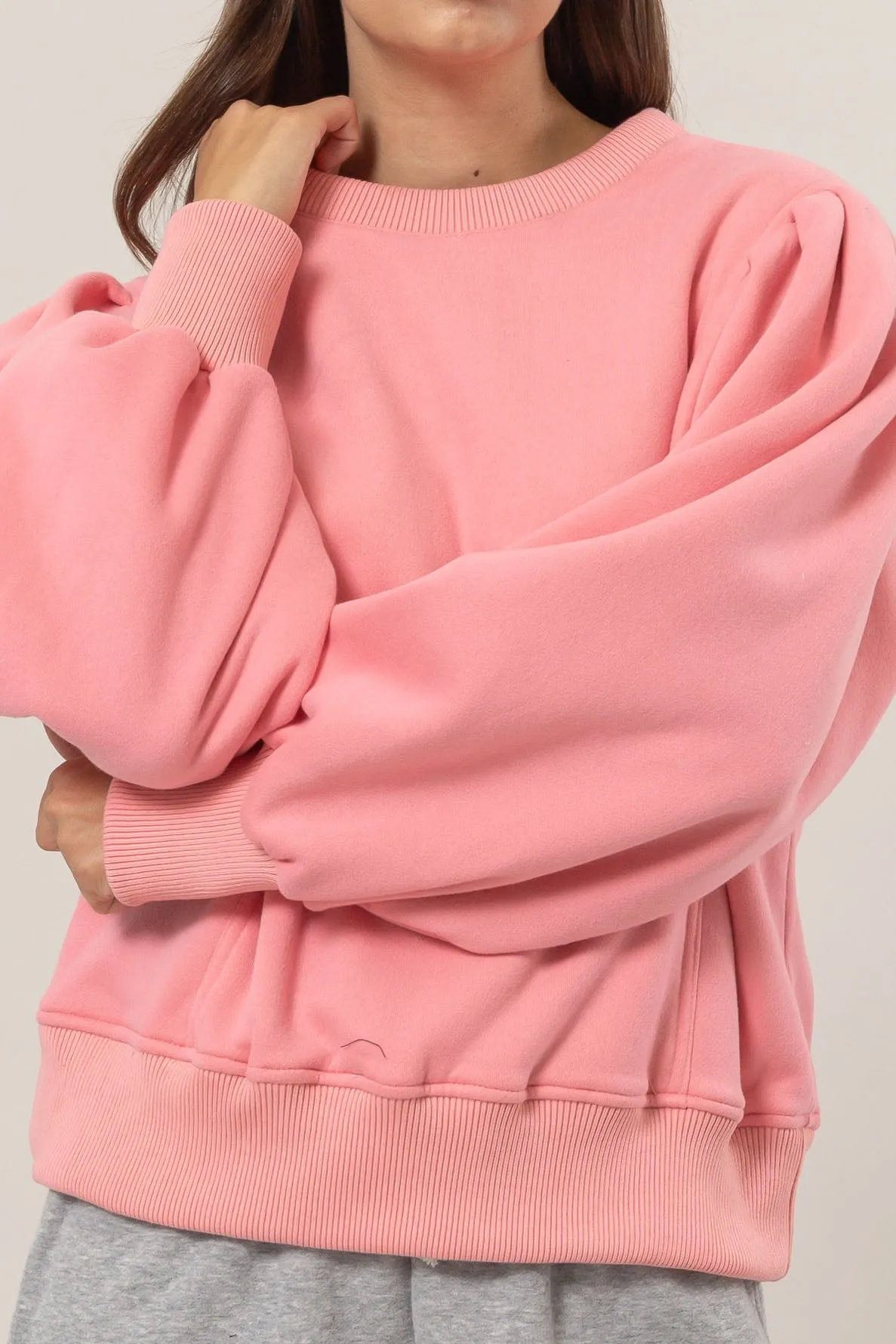HF25A068-Crew Neck French Terry Pullover
