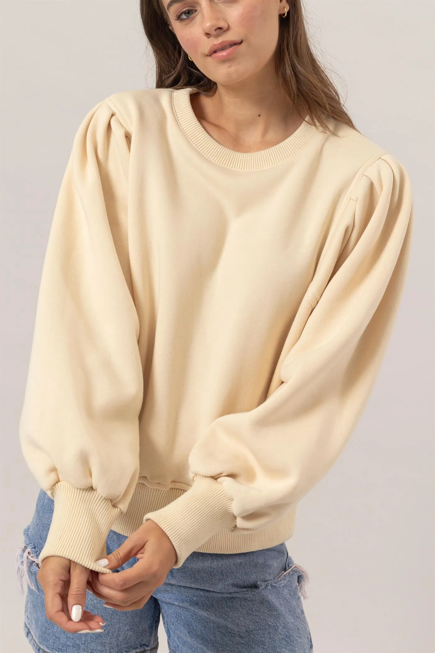 HF25A068-Crew Neck French Terry Pullover