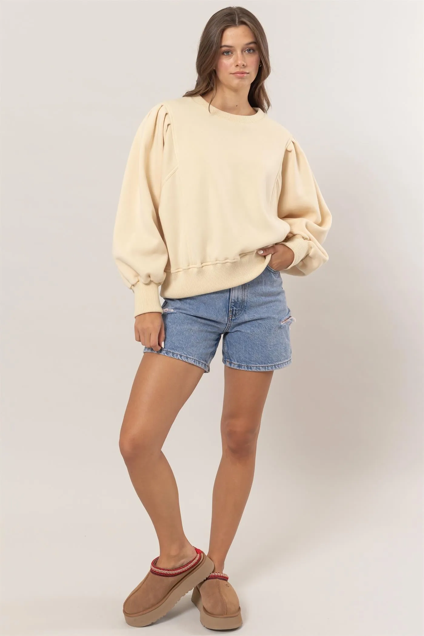 HF25A068-Crew Neck French Terry Pullover