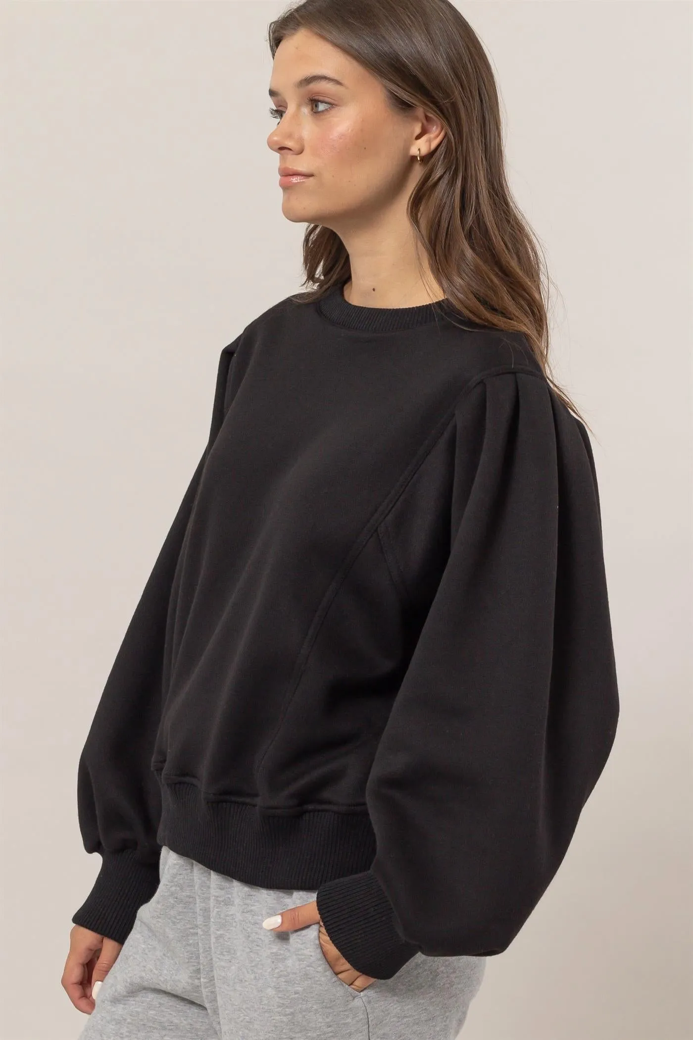 HF25A068-Crew Neck French Terry Pullover