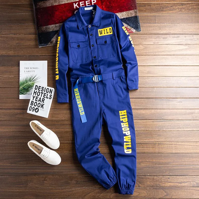 Hip Hop Multi Pocket Workwear Loose Coverall Beam Feet Jogging Cargo Pants Streetwear Overalls Playsuit
