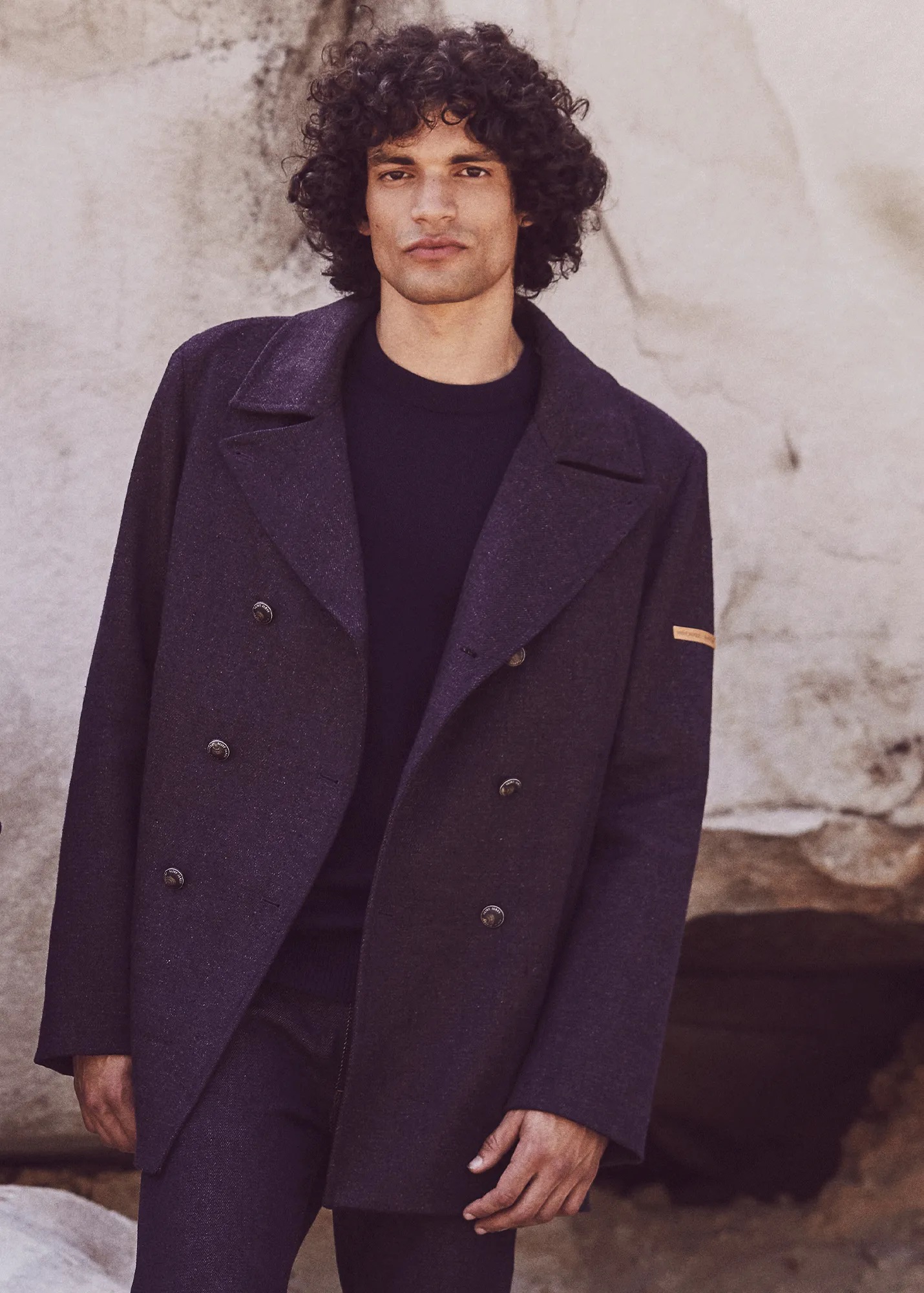 Hritage peacoat for men in Merino wool - SAINT JAMES x Atelier Tuffery (INDIGO/CHANVRE)