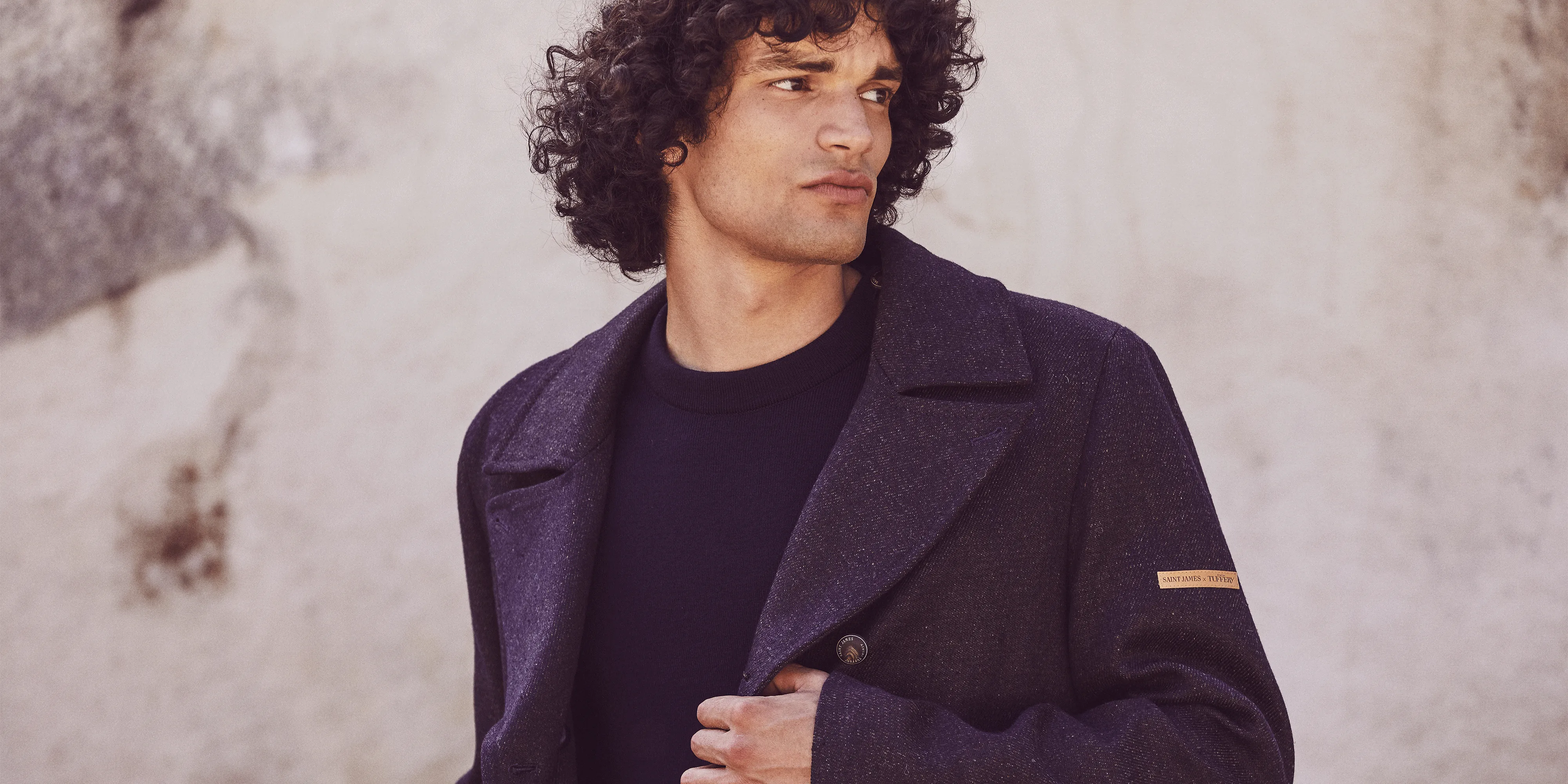 Hritage peacoat for men in Merino wool - SAINT JAMES x Atelier Tuffery (INDIGO/CHANVRE)