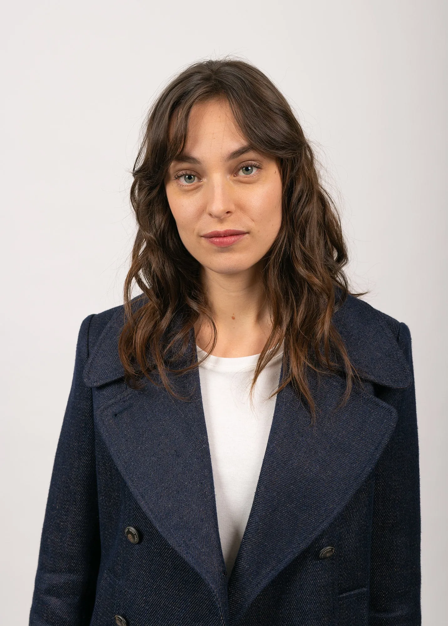 Hritage peacoat for women in Merino wool - SAINT JAMES x Atelier Tuffery (INDIGO/CHANVRE)