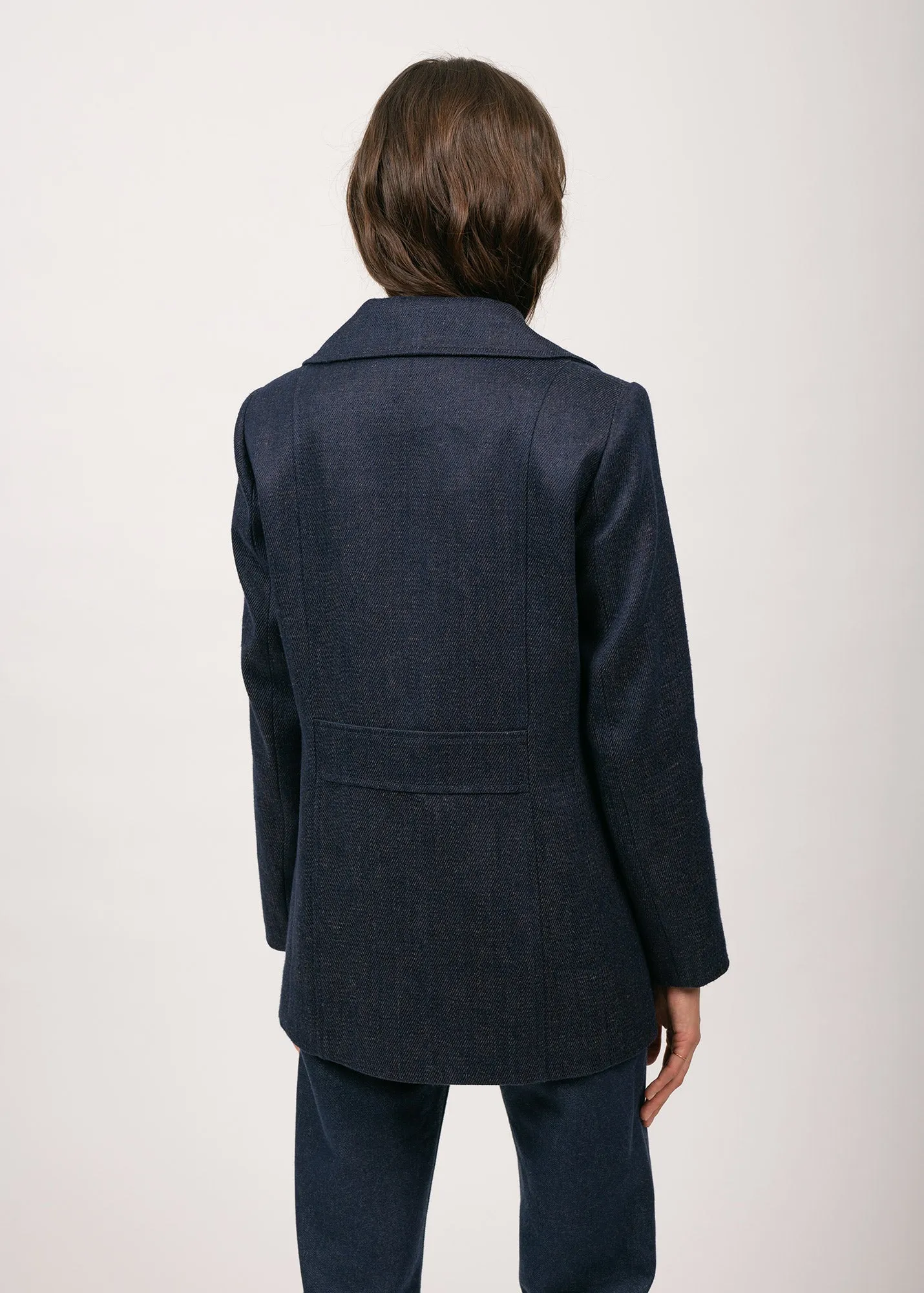 Hritage peacoat for women in Merino wool - SAINT JAMES x Atelier Tuffery (INDIGO/CHANVRE)