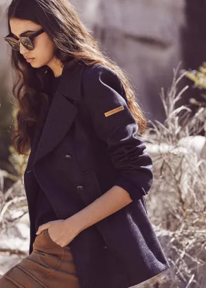 Hritage peacoat for women in Merino wool - SAINT JAMES x Atelier Tuffery (INDIGO/CHANVRE)