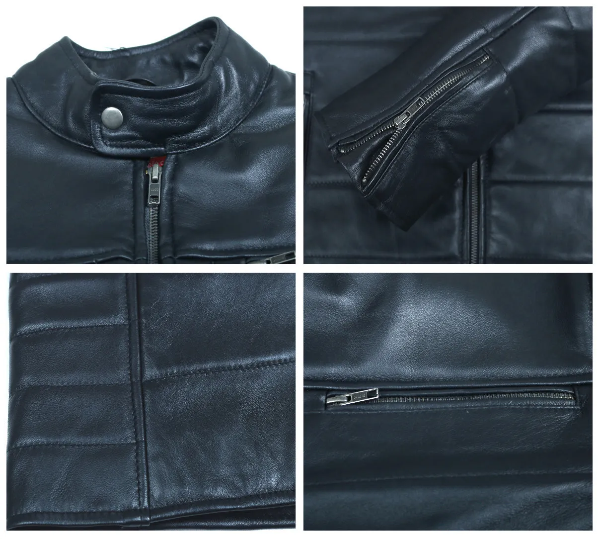 Leather Jackets Hub Mens Genuine Lambskin Leather Jacket (Black, Racer Jacket) - 1501139