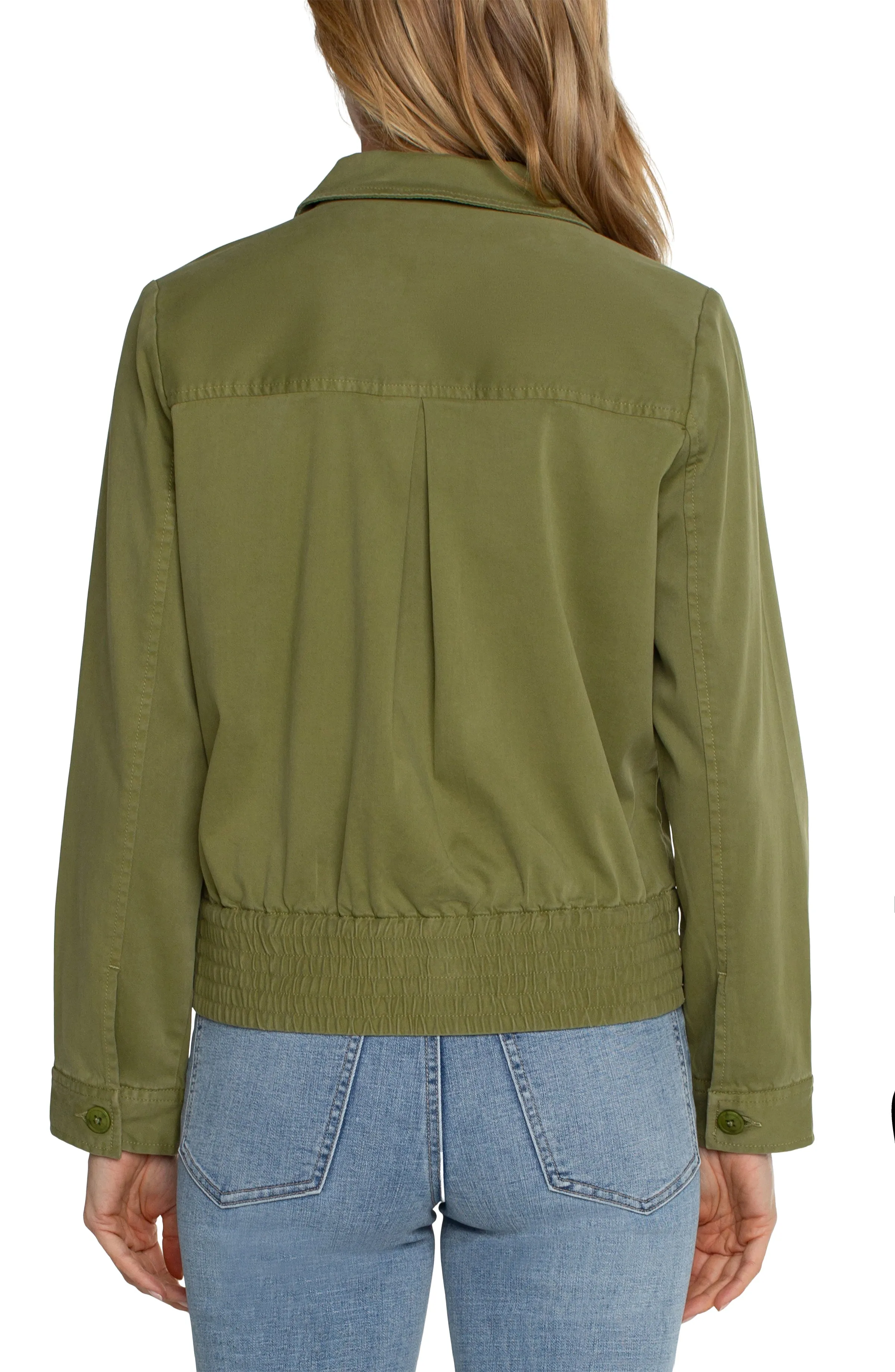 Liverpool Trucker Jacket w/ Elastic Back Waist (eucalyptus)