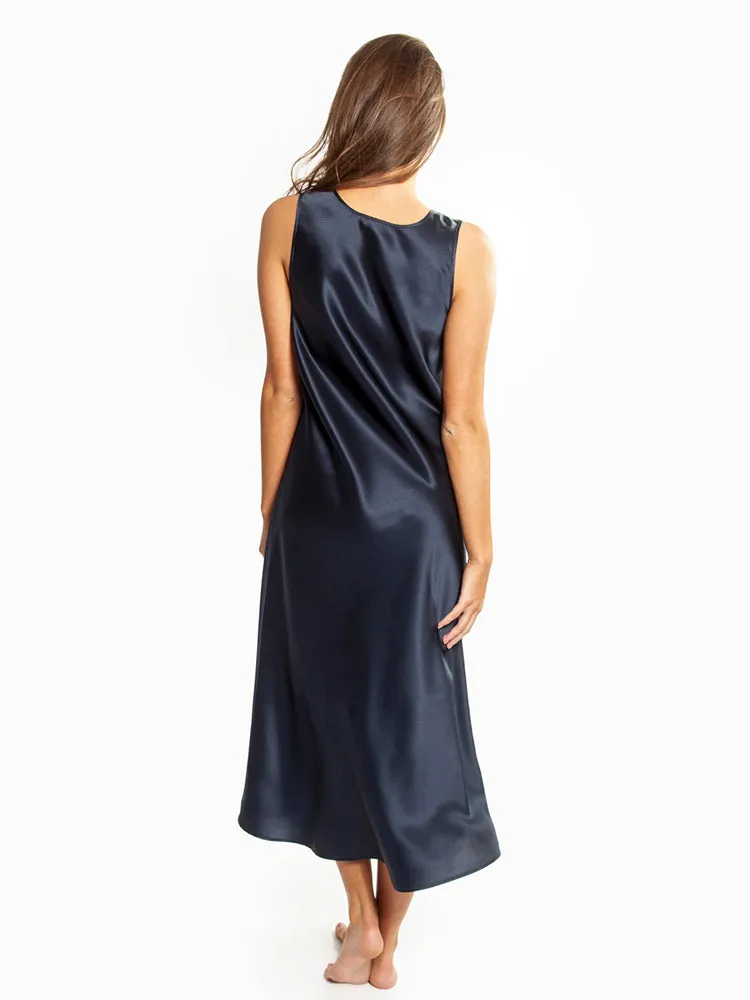 Love & Lustre - Mono Silk Long Nightie | Navy