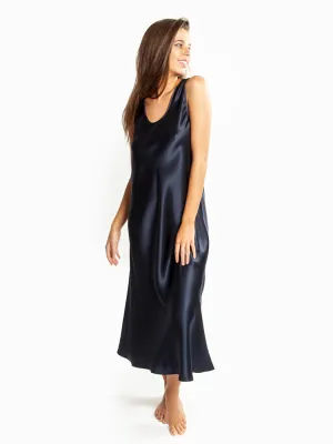 Love & Lustre - Mono Silk Long Nightie | Navy