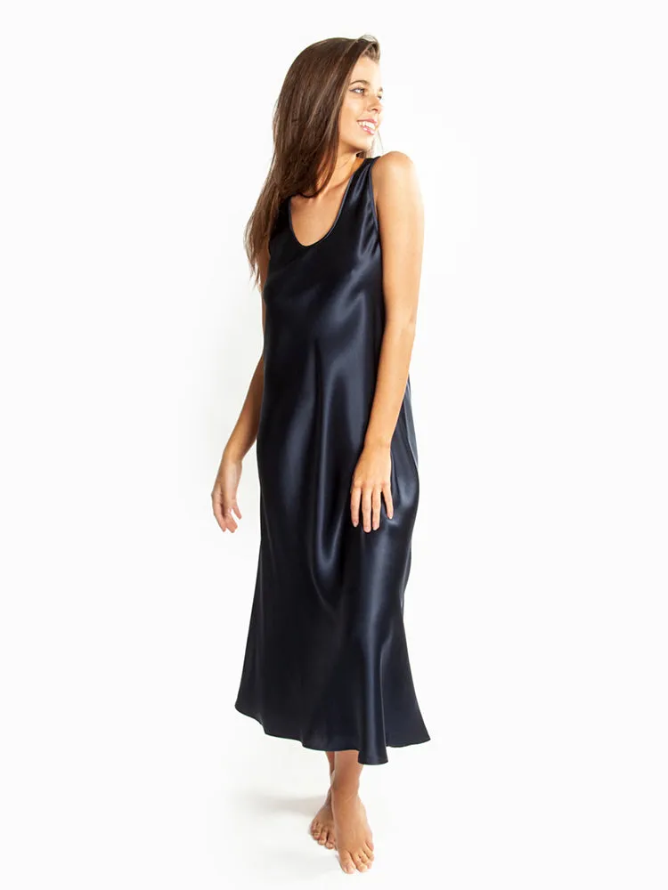 Love & Lustre - Mono Silk Long Nightie | Navy