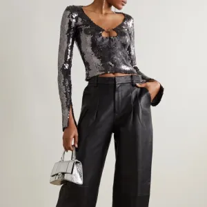 Luxury Long Sleeve Sequin Tops