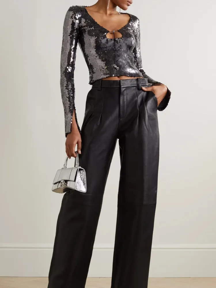 Luxury Long Sleeve Sequin Tops