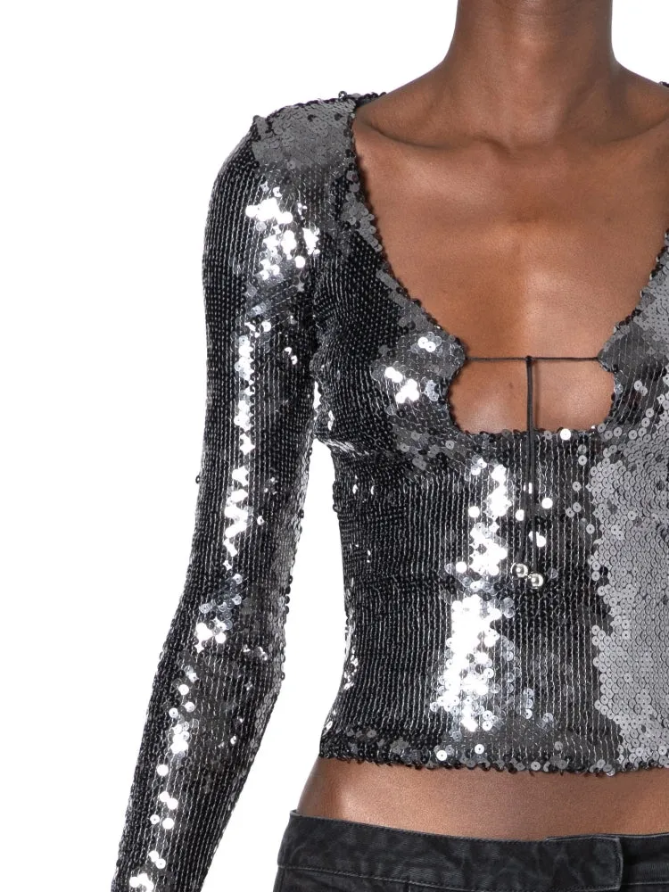 Luxury Long Sleeve Sequin Tops