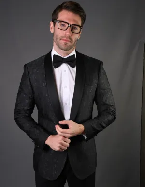 Mens Geometric Leaf Pattern Tuxedo in Black