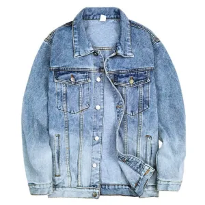 Men's Loose Denim Jean Jacket Button Down Urban Jacket Coats