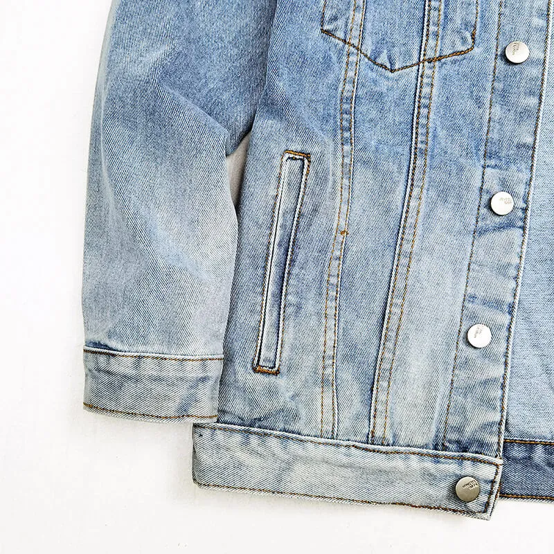 Men's Loose Denim Jean Jacket Button Down Urban Jacket Coats