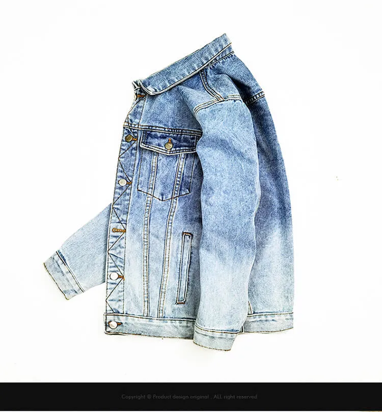 Men's Loose Denim Jean Jacket Button Down Urban Jacket Coats