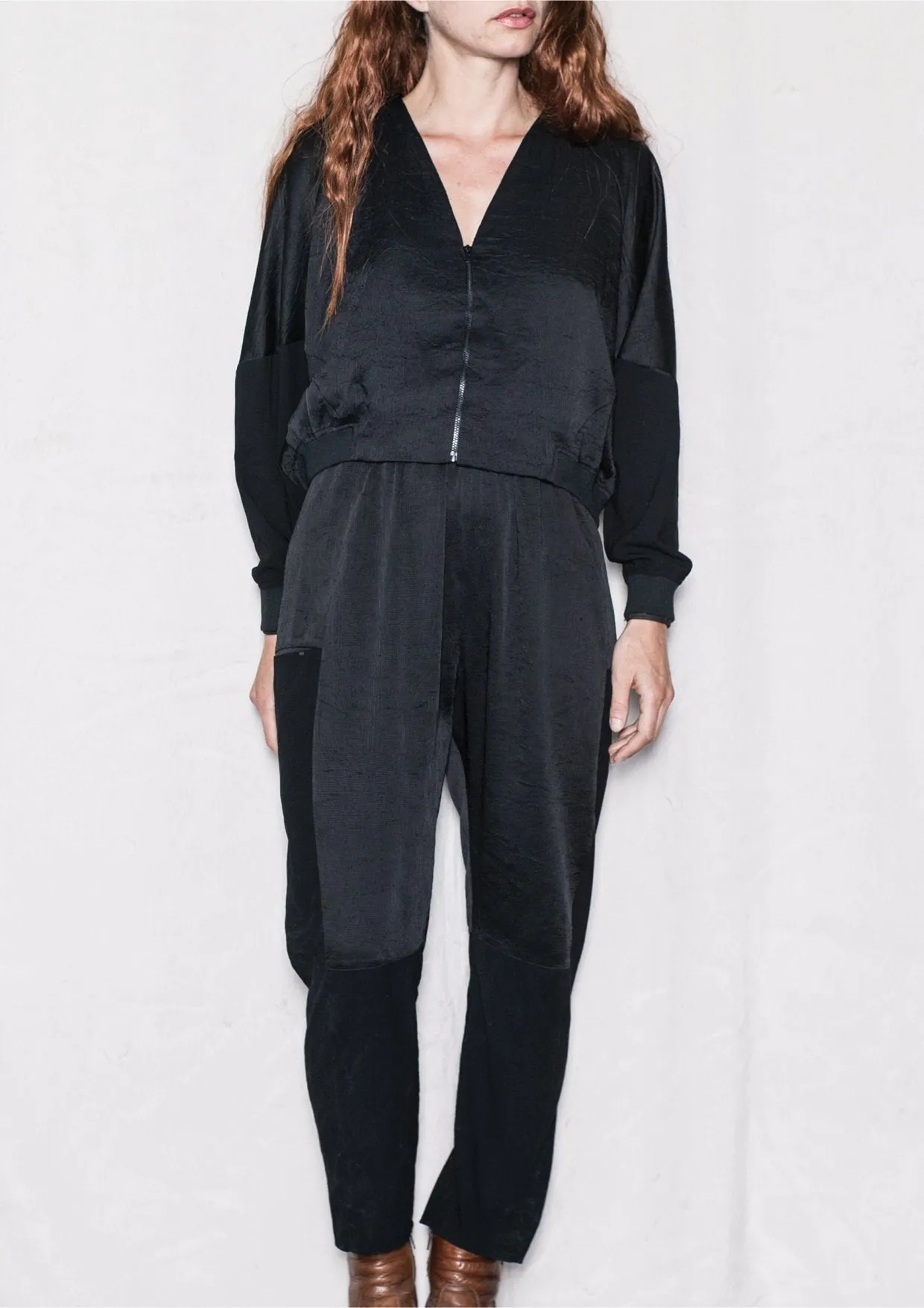 PANTS LOOSE ELASTIC - BLACK shiny by BERENIK