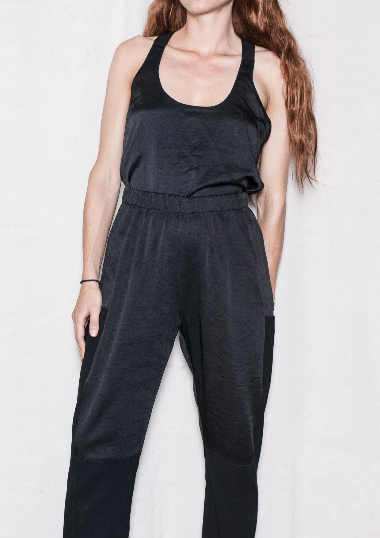PANTS LOOSE ELASTIC - BLACK shiny by BERENIK