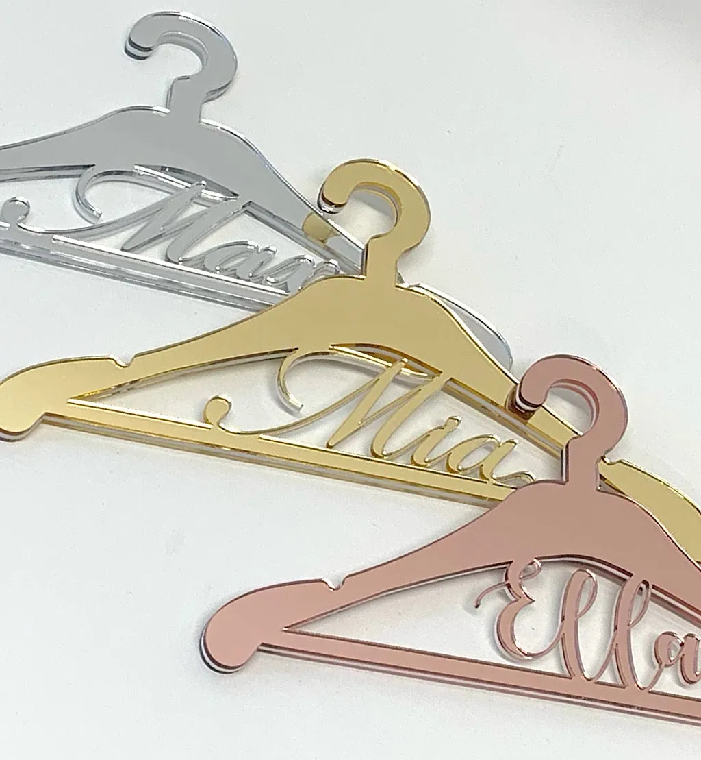 Personalised Mirror Acrylic Dress Hanger DETAILED Model