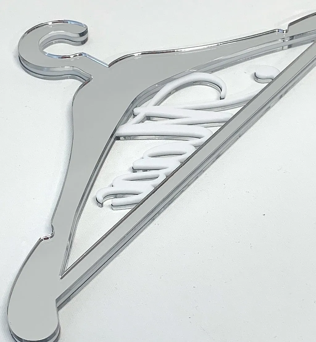 Personalised Mirror Acrylic Dress Hanger DETAILED Model