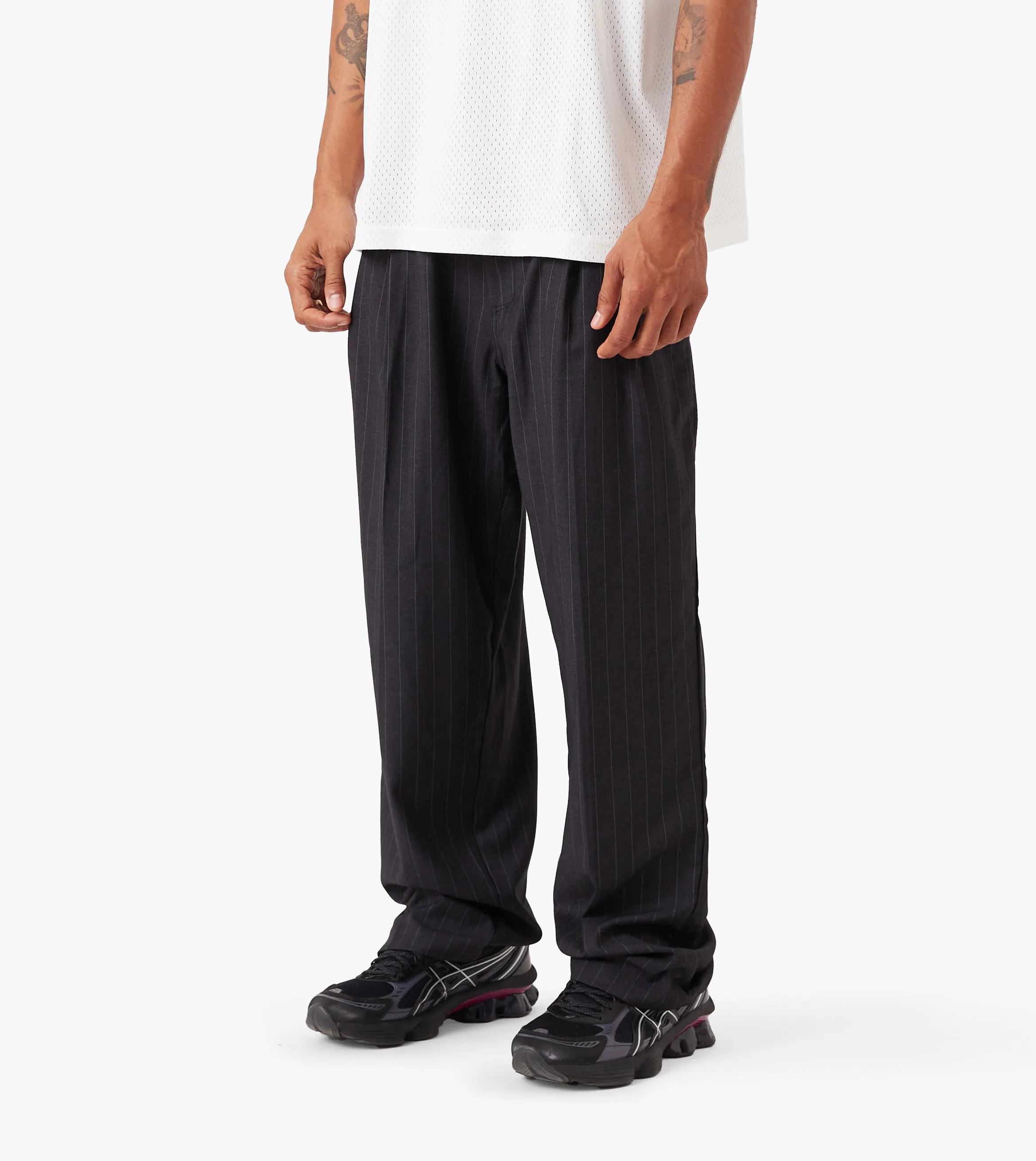 Pinstripe Flow Pant Black
