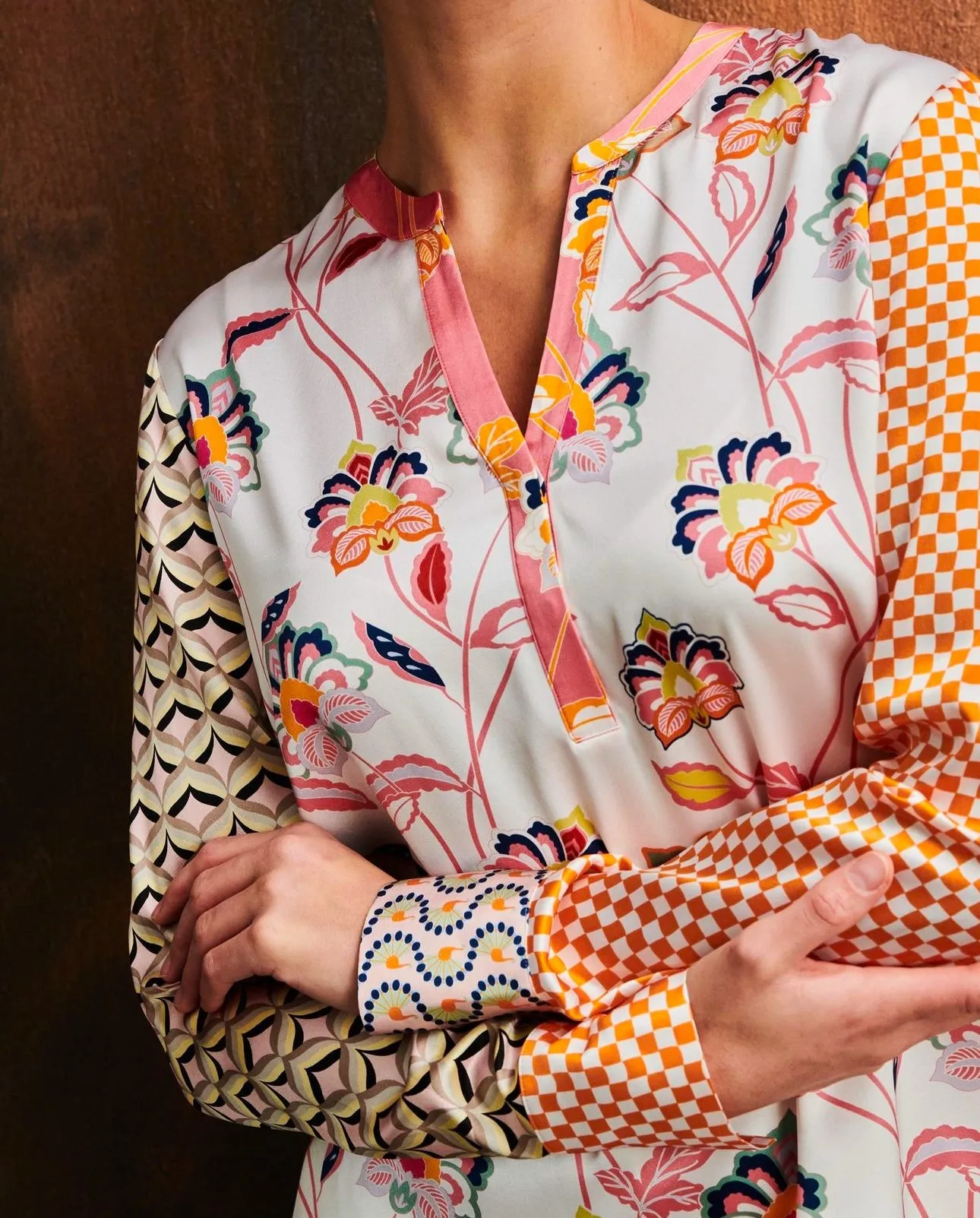 Silk Blouse in Bubblegum Multi