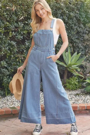 Skylar Wide Leg Denim Overalls