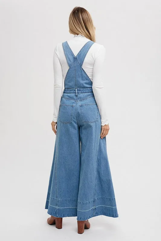 Skylar Wide Leg Denim Overalls