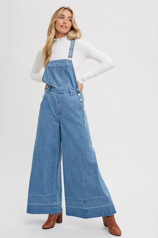 Skylar Wide Leg Denim Overalls