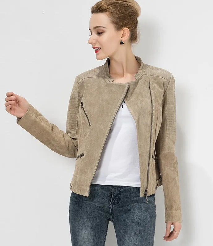Slim Fit Genuine Leather Jacket for Women By TJS