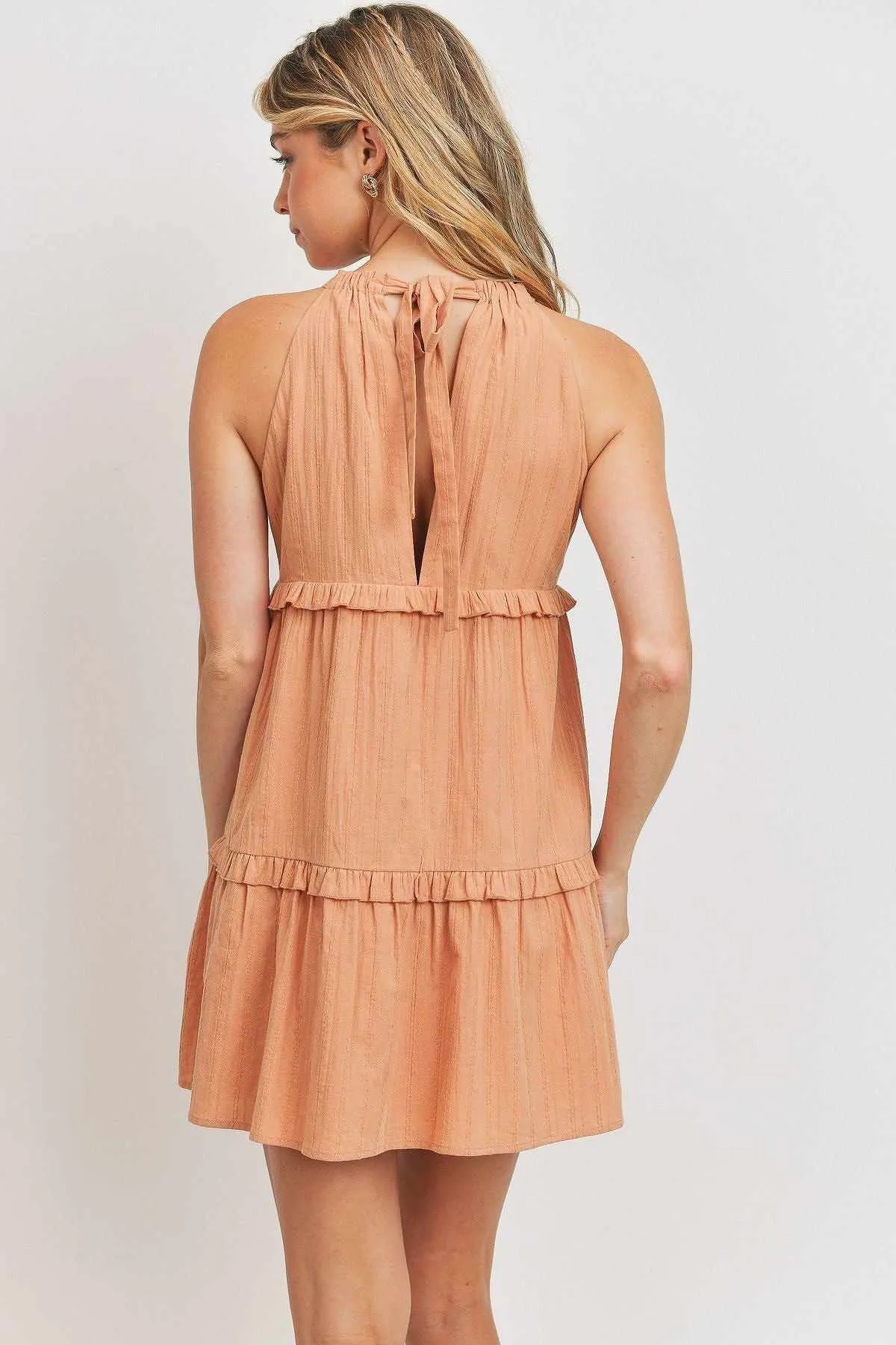 Textured Woven Fabric Tiered Dress