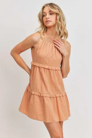Textured Woven Fabric Tiered Dress