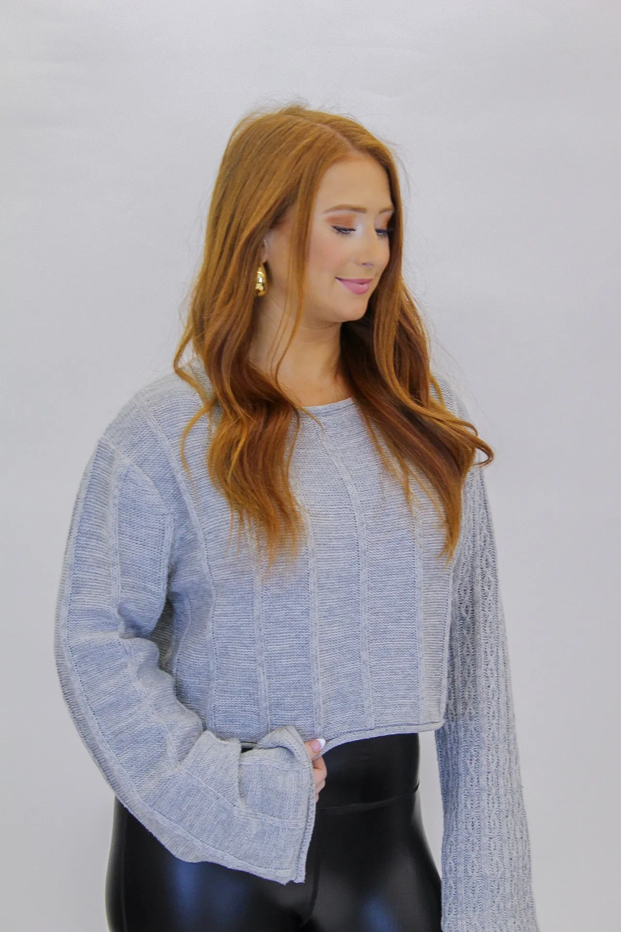 Warm Comfort Sweater Cable Knit- Grey